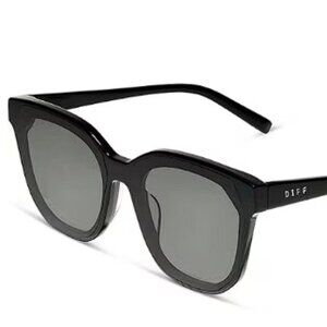 Diff Gia Sunglasses Black Aubergine With Silver Flash Tint Fashion Woman's NIB